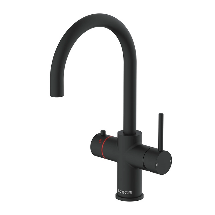 Eliseo Ricci 3 in 1 Swan Spout Instant Boiling Water Kitchen Tap - Black