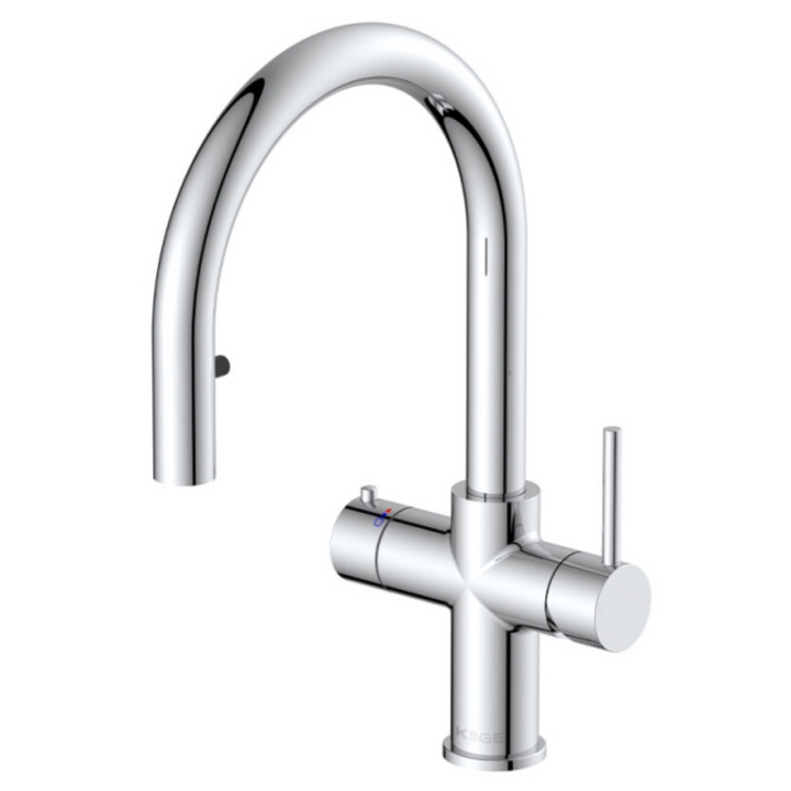 Eliseo Ricci 4 in 1 Swan Pull Out Spout Instant Boiling Water Kitchen Tap - Chrome