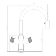 4 in 1 Boiling Water Tap Pull Out U Spout - Chrome - Technical drawing