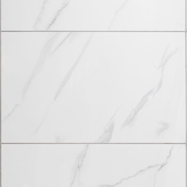 Calacatta White 30 x 60cm Rectified Polished White Body Tile - 0.9sqm per box