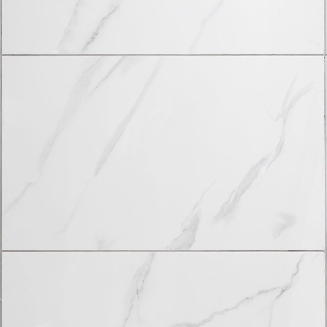 Calacatta White 30 x 60cm Rectified Polished White Body Tile - 54sqm Pallet