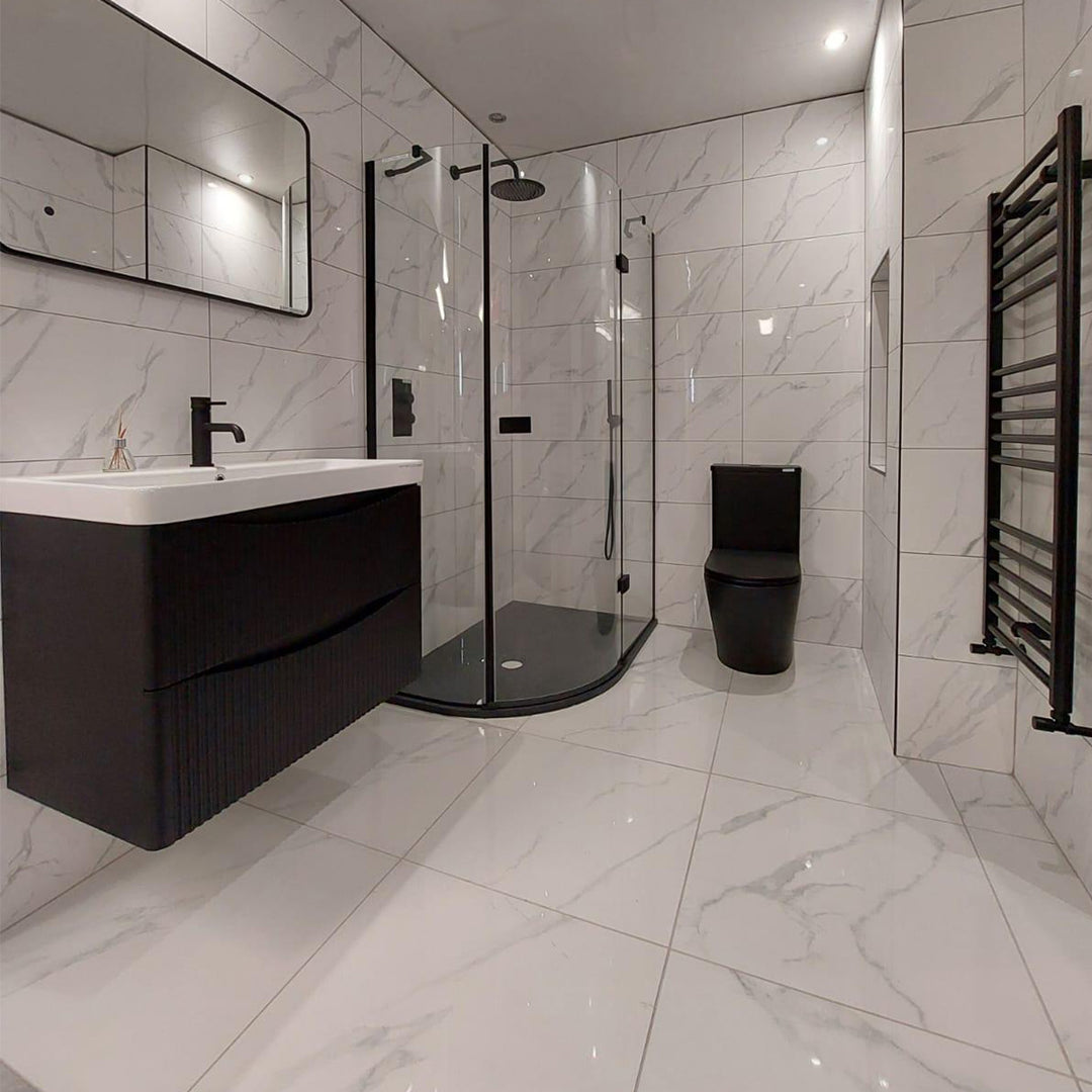 Calacatta White 30 x 60cm Rectified Polished White Body Tile - 54sqm Pallet