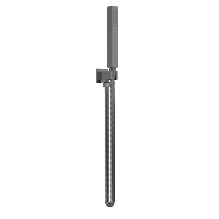 Nuie Square Outlet Elbow C/W Parking Bracket &amp; Kit - Brushed Gun Metal