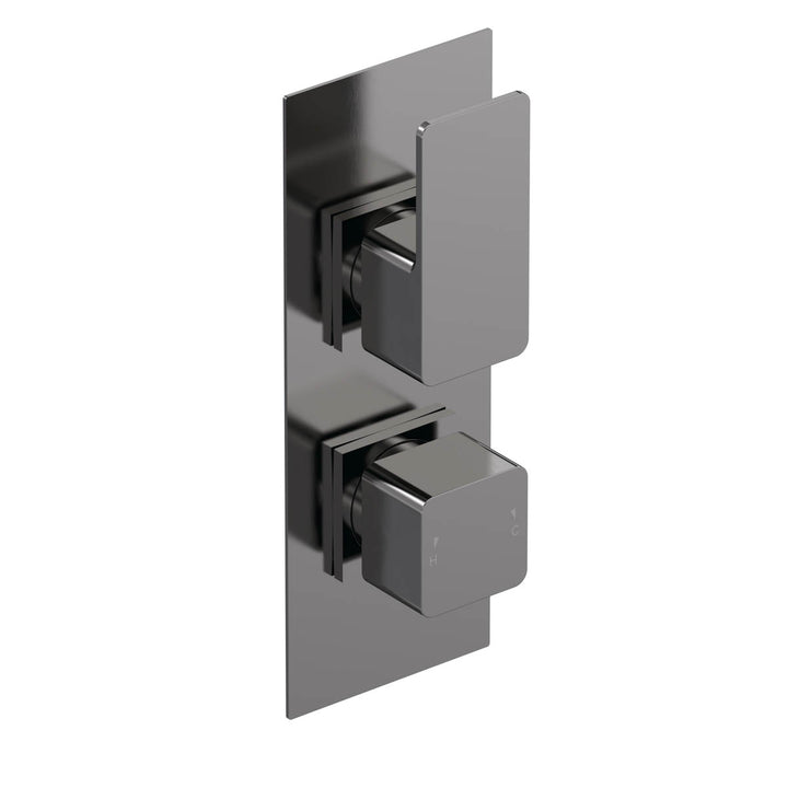 Nuie Windon Twin Thermostatic Valve - Brushed Gun Metal