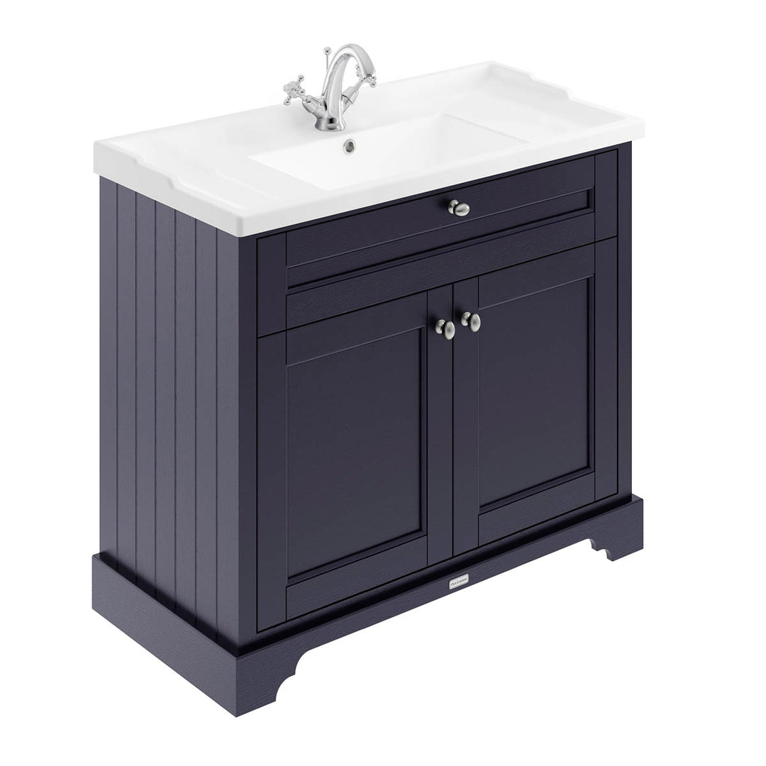 Hudson Reed Old London 1000mm Vanity Unit & Ceramic 1 Tap Hole Basin - Twilight Blue LOF307