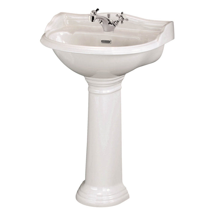 Hudson Reed Chancery 500mm Traditional Round Basin &amp; Pedestal - 1 Tap Hole