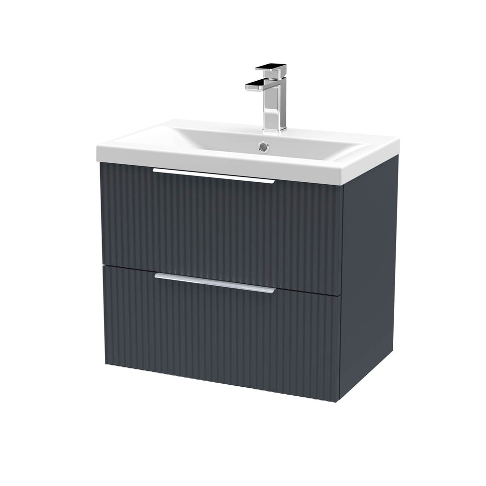 Hudson Reed Fluted 500mm Floorstanding 2 Door Vanity Unit & Basin - Satin White