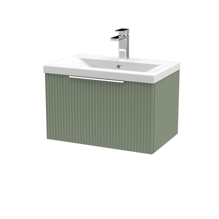 Hudson Reed Fluted 1200mm Wall Mounted 4 Drawer Vanity Unit &amp; Worktop - Satin White