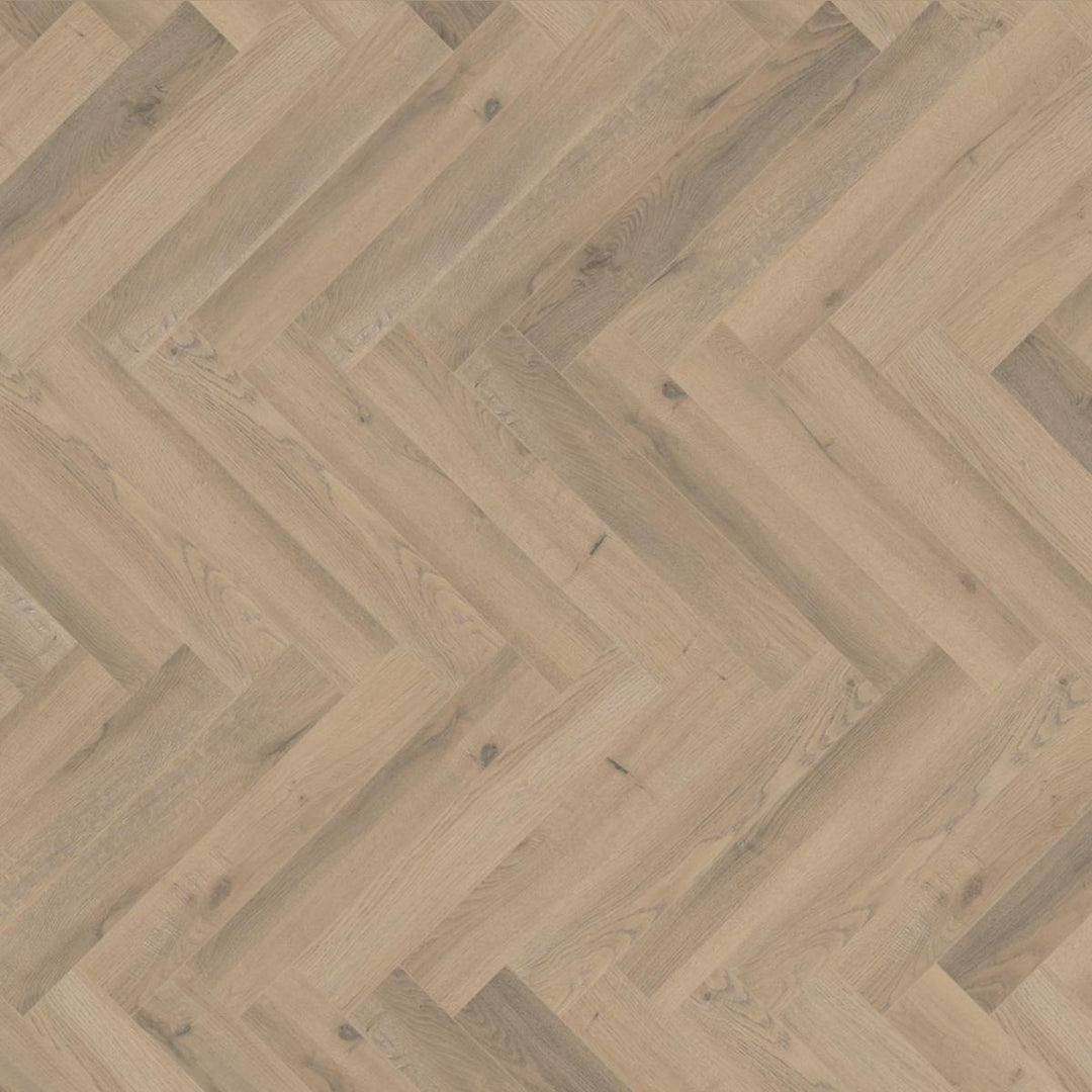 Greige Oak 12mm Herringbone Laminate Wooden Flooring - 600 x 100 x 12 mm - 1.92 M2 Per box