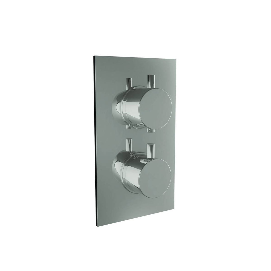 Round Twin Thermostatic Concealed Mixer Shower Kit with Ceiling Mounted 200mm Shower Head &amp; Handset