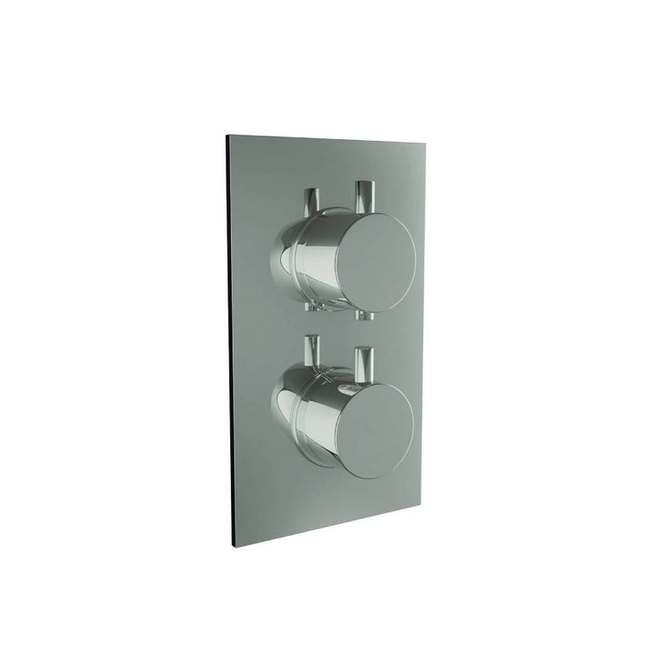 Round Twin Thermostatic Concealed Mixer Shower Kit with Ceiling Mounted 200mm Shower Head &amp; Handset