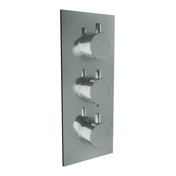 Round Triple Thermostatic Concealed Mixer Shower Kit with Wall Mounted 300mm Shower Head, Handset &amp; Overflow Filler