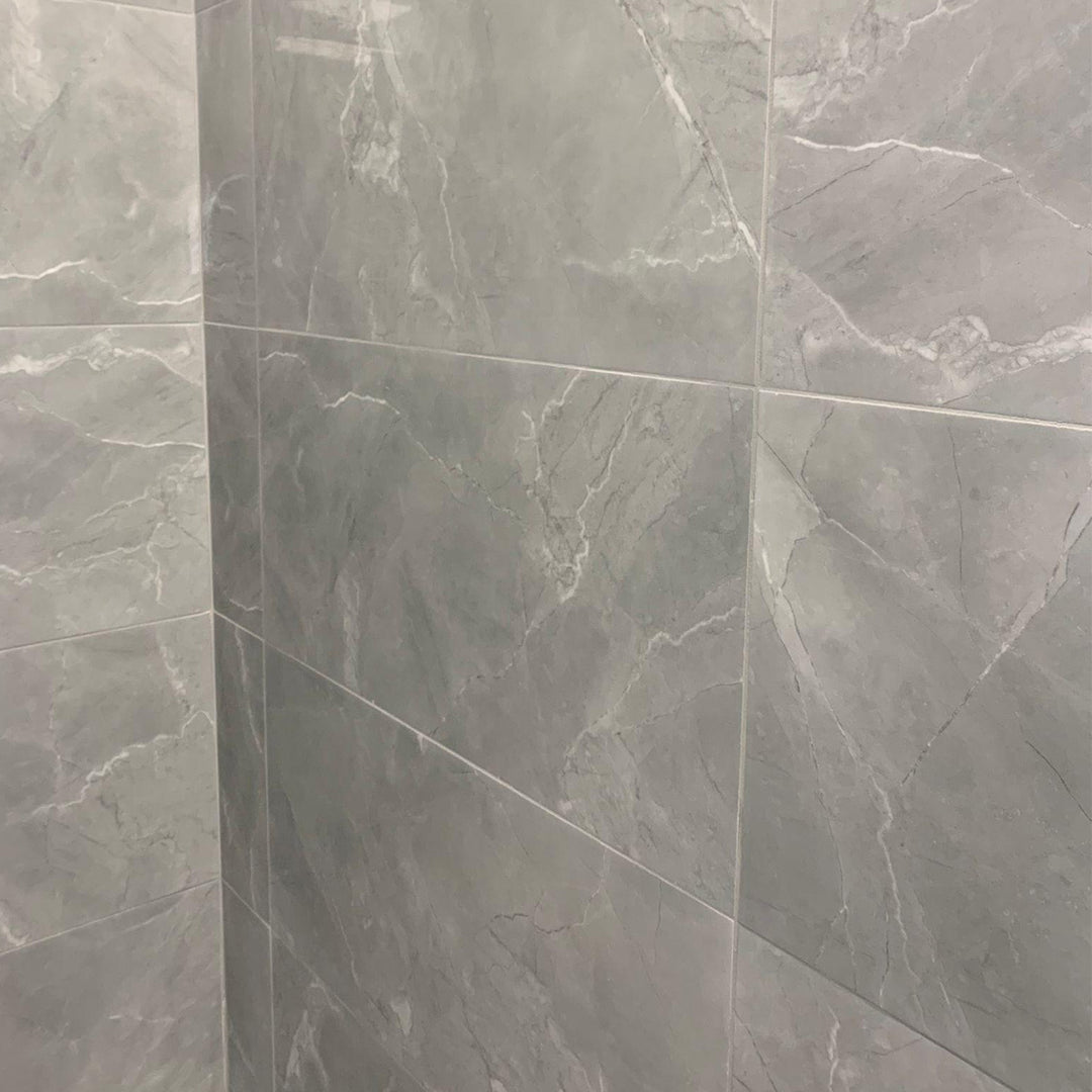 Oxford Grey 30 x 60cm Rectified Polished White Body Tile - 0.9sqm perbox