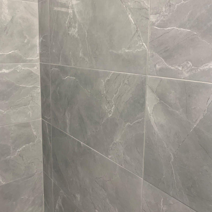 Oxford Grey 30 x 60cm Rectified Polished White Body Tile - 0.9sqm perbox