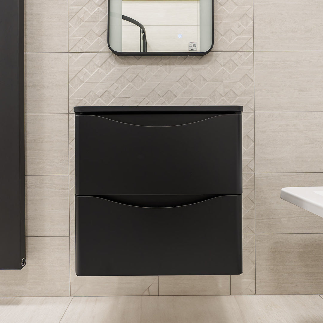 Josef Martin Happi 600mm Wall Hung 2 Drawer Vanity Unit &amp; Worktop - Ember