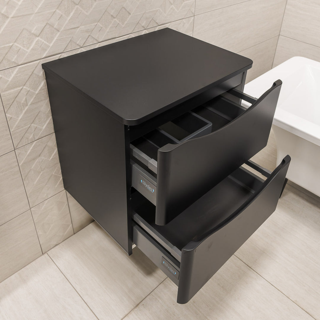 Josef Martin Happi 600mm Wall Hung 2 Drawer Vanity Unit &amp; Worktop - Ember