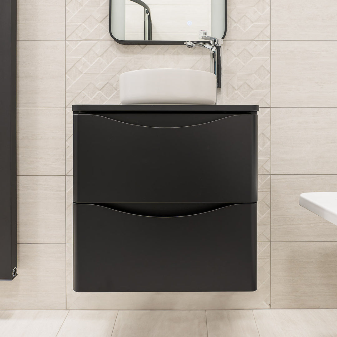 Josef Martin Happi 600mm Wall Hung 2 Drawer Vanity Unit &amp; Worktop - Ember