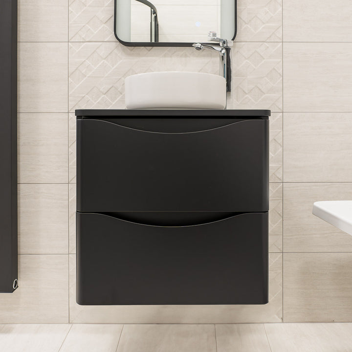 Josef Martin Happi 600mm Wall Hung 2 Drawer Vanity Unit &amp; Worktop - Ember