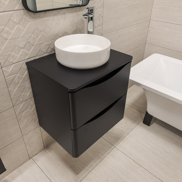 Josef Martin Happi 600mm Wall Hung 2 Drawer Vanity Unit &amp; Worktop - Ember