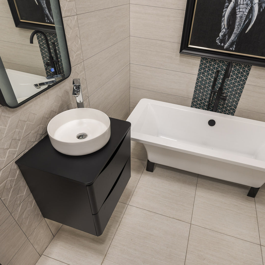 Josef Martin Happi 600mm Wall Hung 2 Drawer Vanity Unit &amp; Worktop - Ember