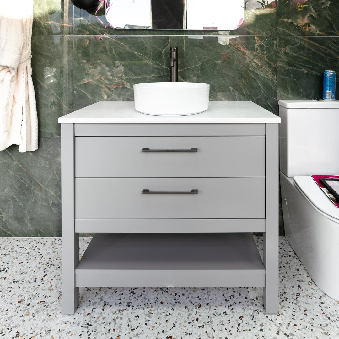 Josef Martin Roxbury 900mm Washstand &amp; Pebble Worktop - Lead Colour
