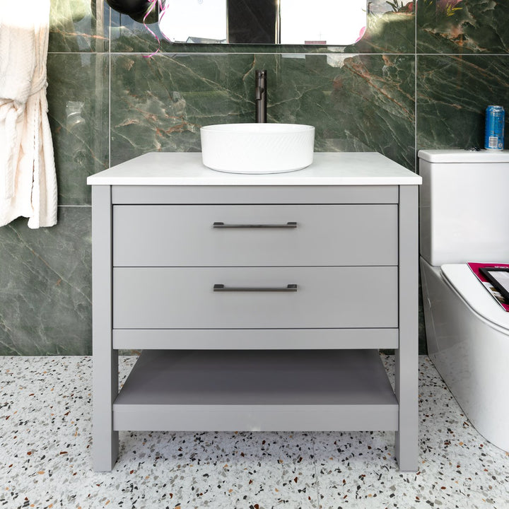 Josef Martin Roxbury 900mm Washstand &amp; Pebble Worktop - Lead Colour
