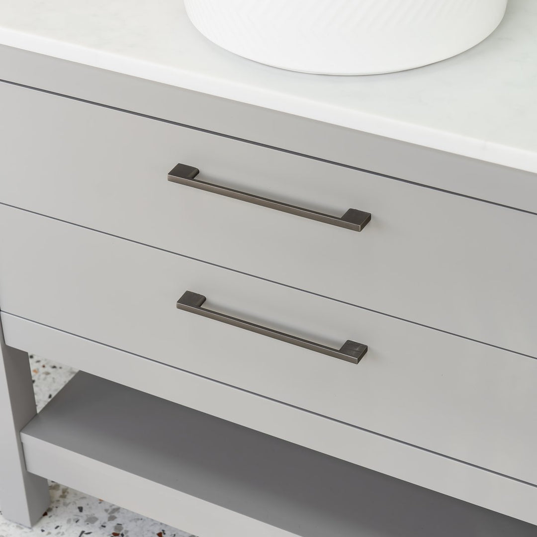 Josef Martin Roxbury 900mm Washstand &amp; Pebble Worktop - Lead Colour