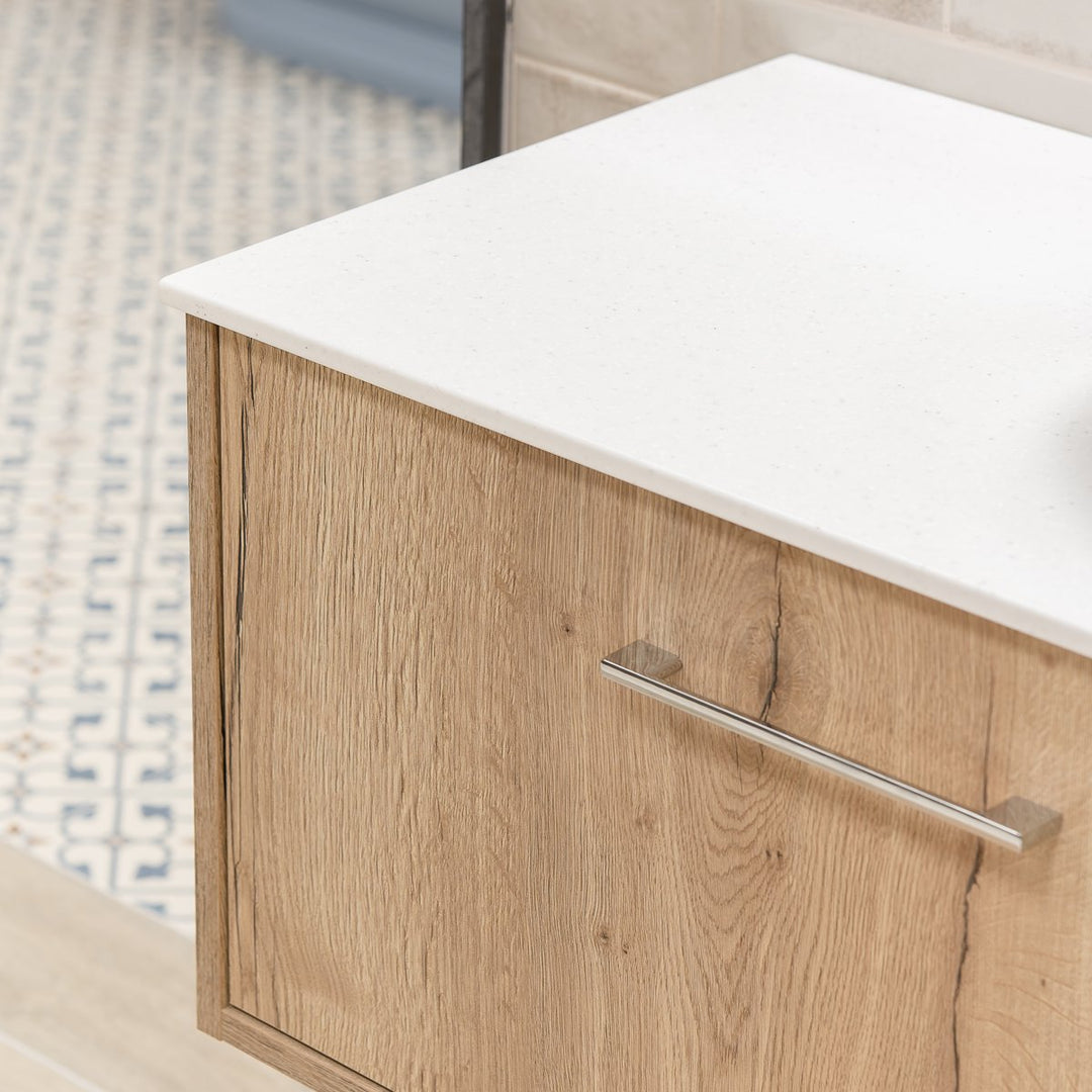 Josef Martin Urbano 800mm Wall Hung Vanity Unit &amp; Solaris Worktop - Halifax Oak