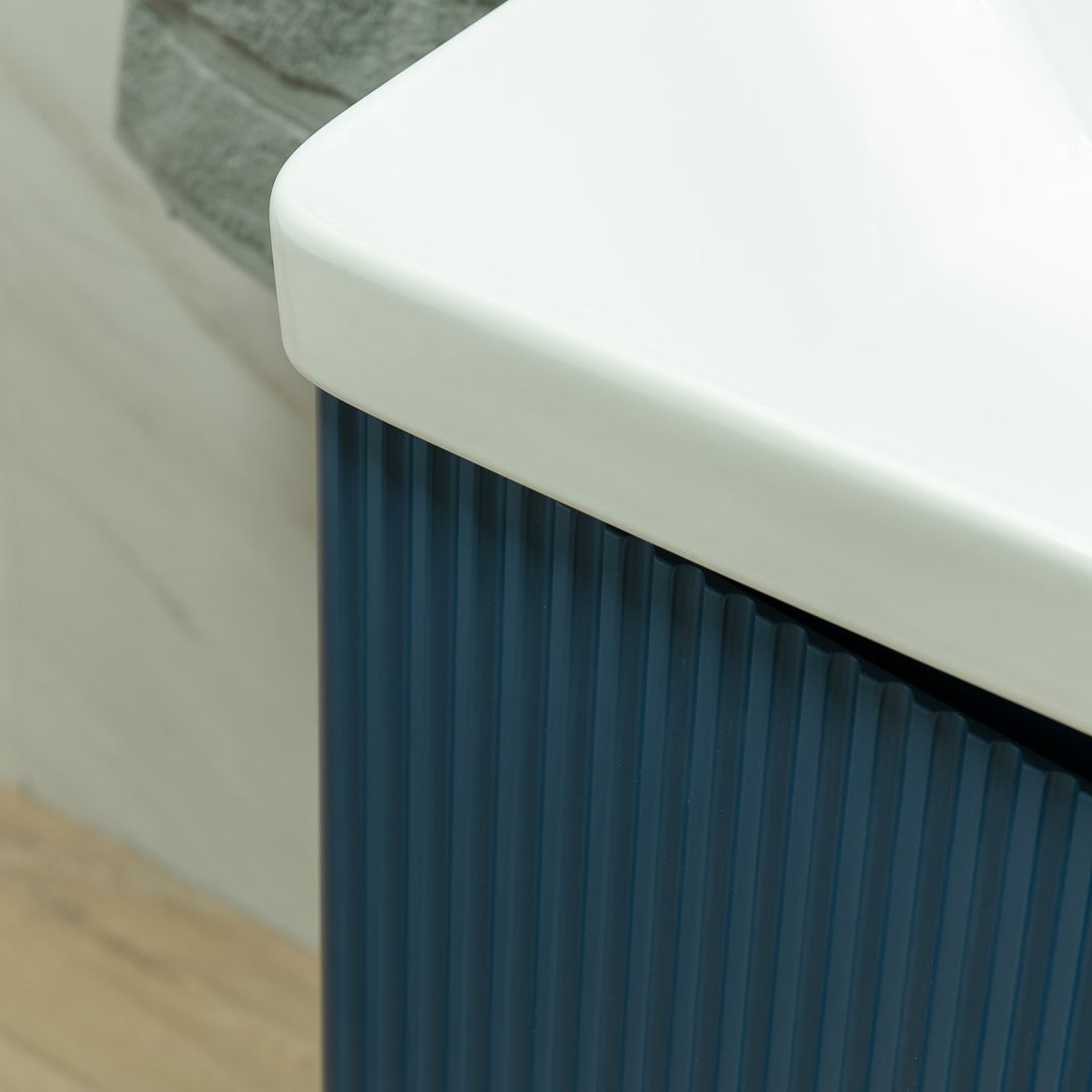 Josef Martin Happi 1200mm Fluted Floor Standing Double Vanity Unit &amp; Double Basin - Marine Blue