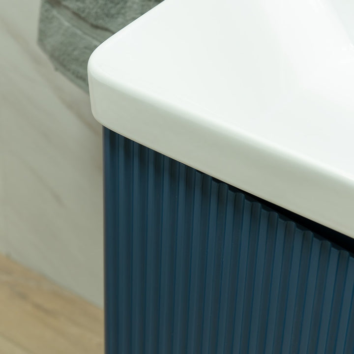 Josef Martin Happi 1200mm Fluted Floor Standing Double Vanity Unit &amp; Double Basin - Marine Blue