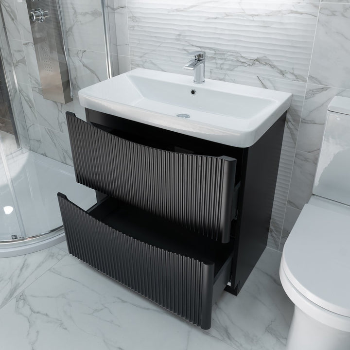 Josef Martin Happi 800mm Fluted Floor Standing Vanity Unit &amp; Basin - Ember