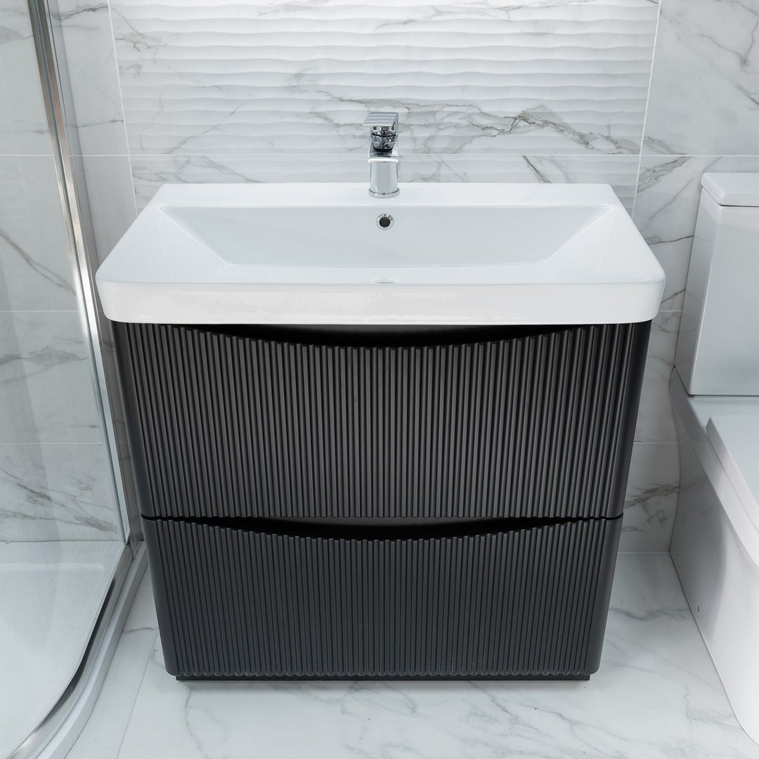 Josef Martin Happi 800mm Fluted Floor Standing Vanity Unit &amp; Basin - Ember
