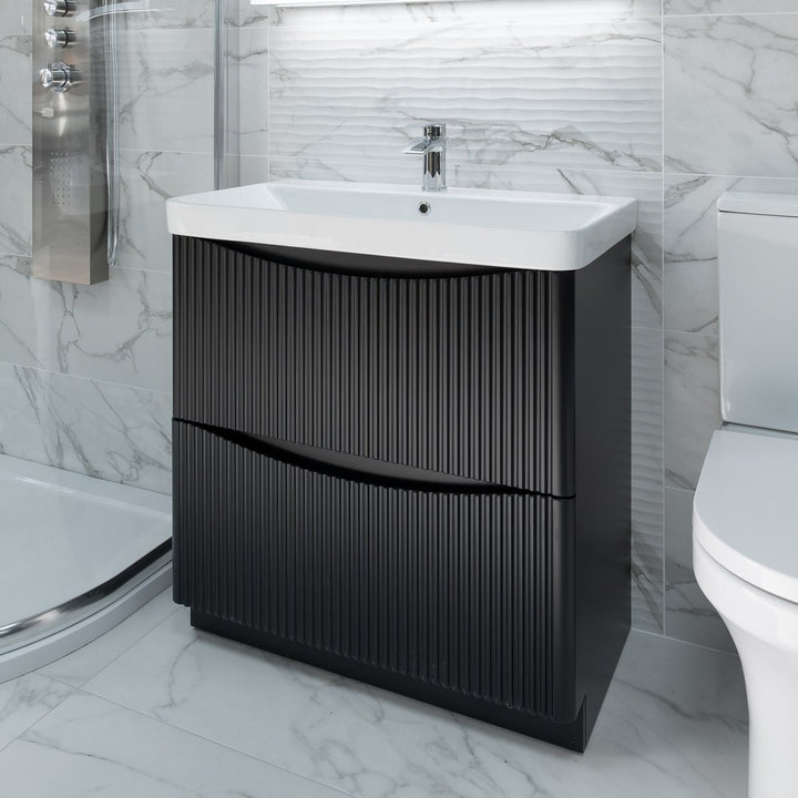 Josef Martin Happi 800mm Fluted Floor Standing Vanity Unit &amp; Basin - Ember