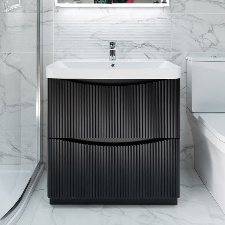 Josef Martin Happi 800mm Fluted Floor Standing Vanity Unit &amp; Basin - Ember