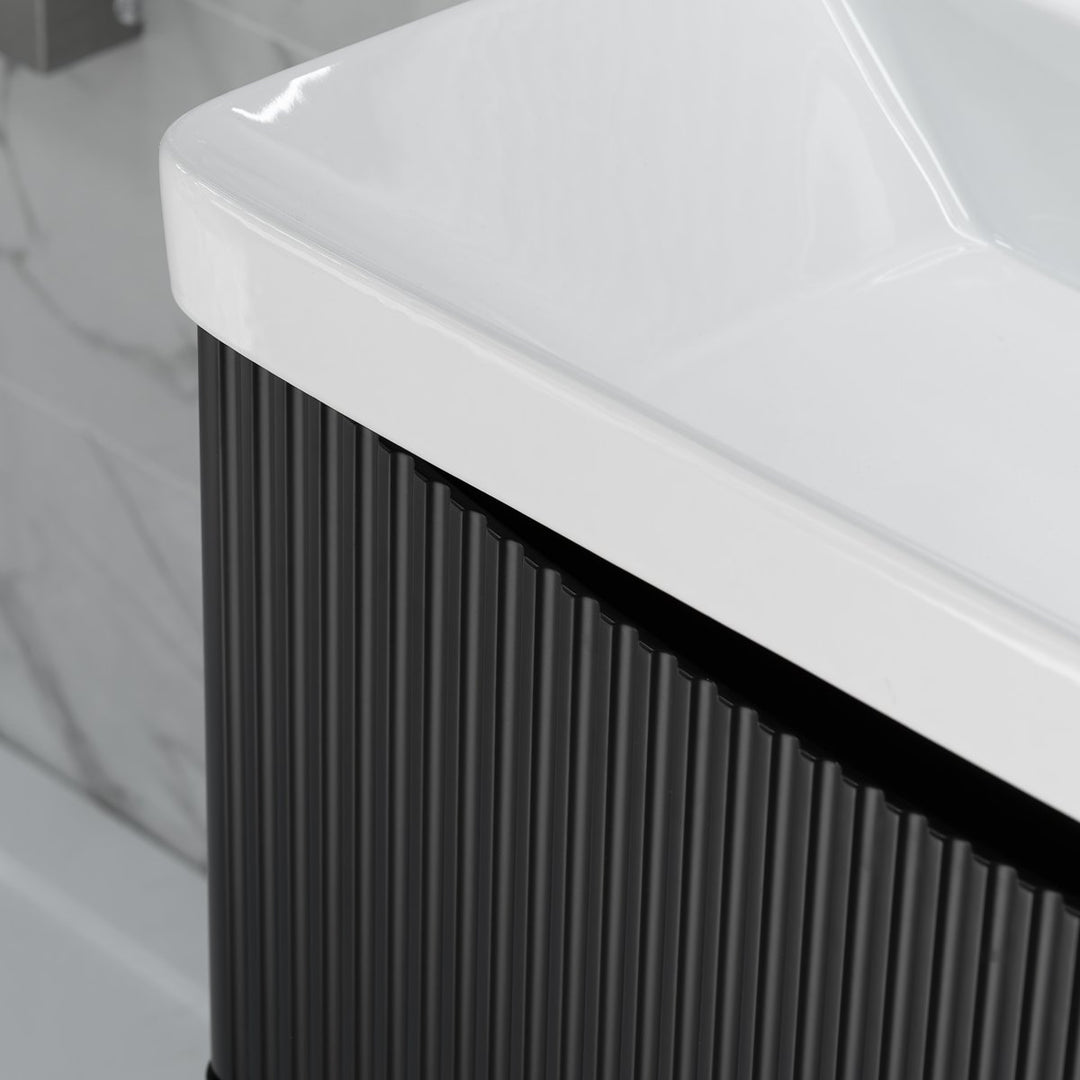 Josef Martin Happi 800mm Fluted Floor Standing Vanity Unit &amp; Basin - Ember