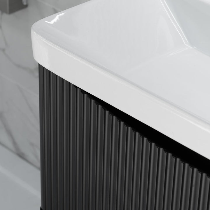 Josef Martin Happi 800mm Fluted Floor Standing Vanity Unit &amp; Basin - Ember