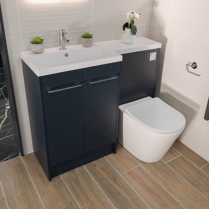 Josef Martin Vanity Unit, WC Run &amp; Basin Left Hand - Indigo Blue