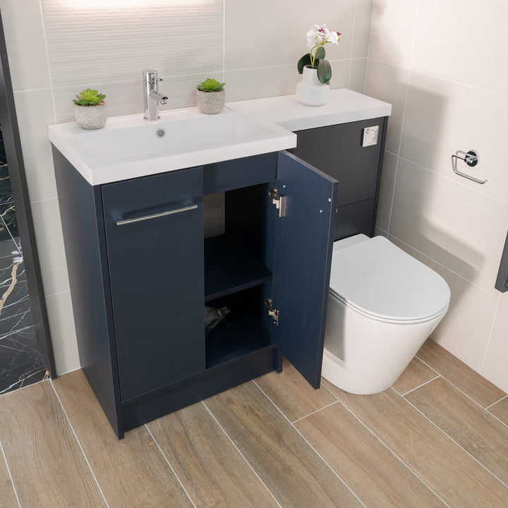 Josef Martin Vanity Unit, WC Run &amp; Basin Left Hand - Indigo Blue