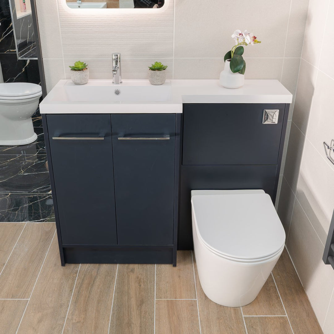 Josef Martin Vanity Unit, WC Run &amp; Basin Left Hand - Indigo Blue