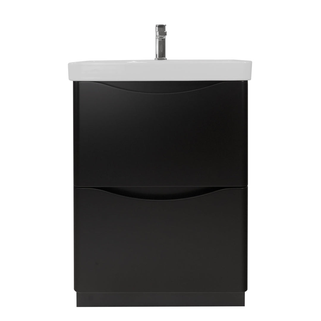 Happi 600mm Floor Standing Vanity Unit &amp; Basin - Black