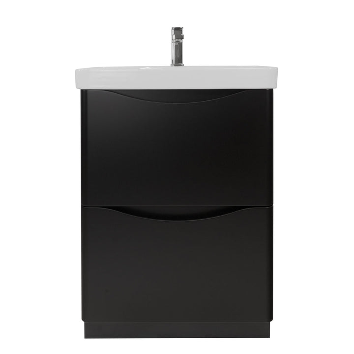 Happi 600mm Floor Standing Vanity Unit &amp; Basin - Black