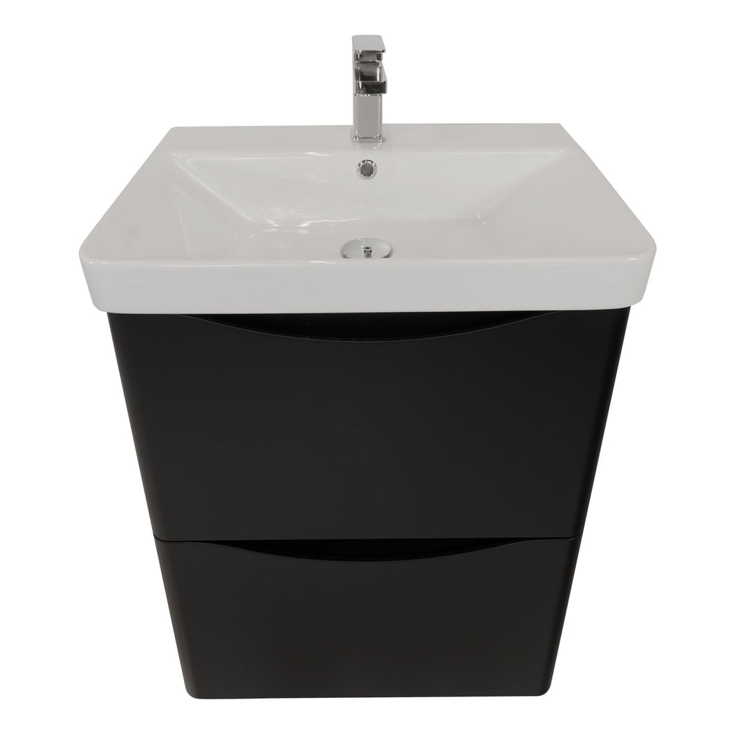 Happi 600mm Floor Standing Vanity Unit &amp; Basin - Black