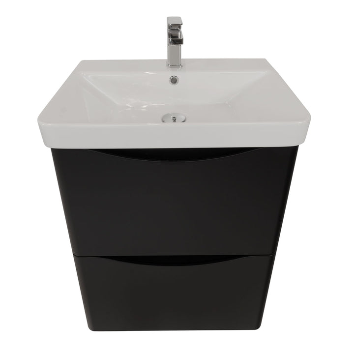 Happi 600mm Floor Standing Vanity Unit &amp; Basin - Black
