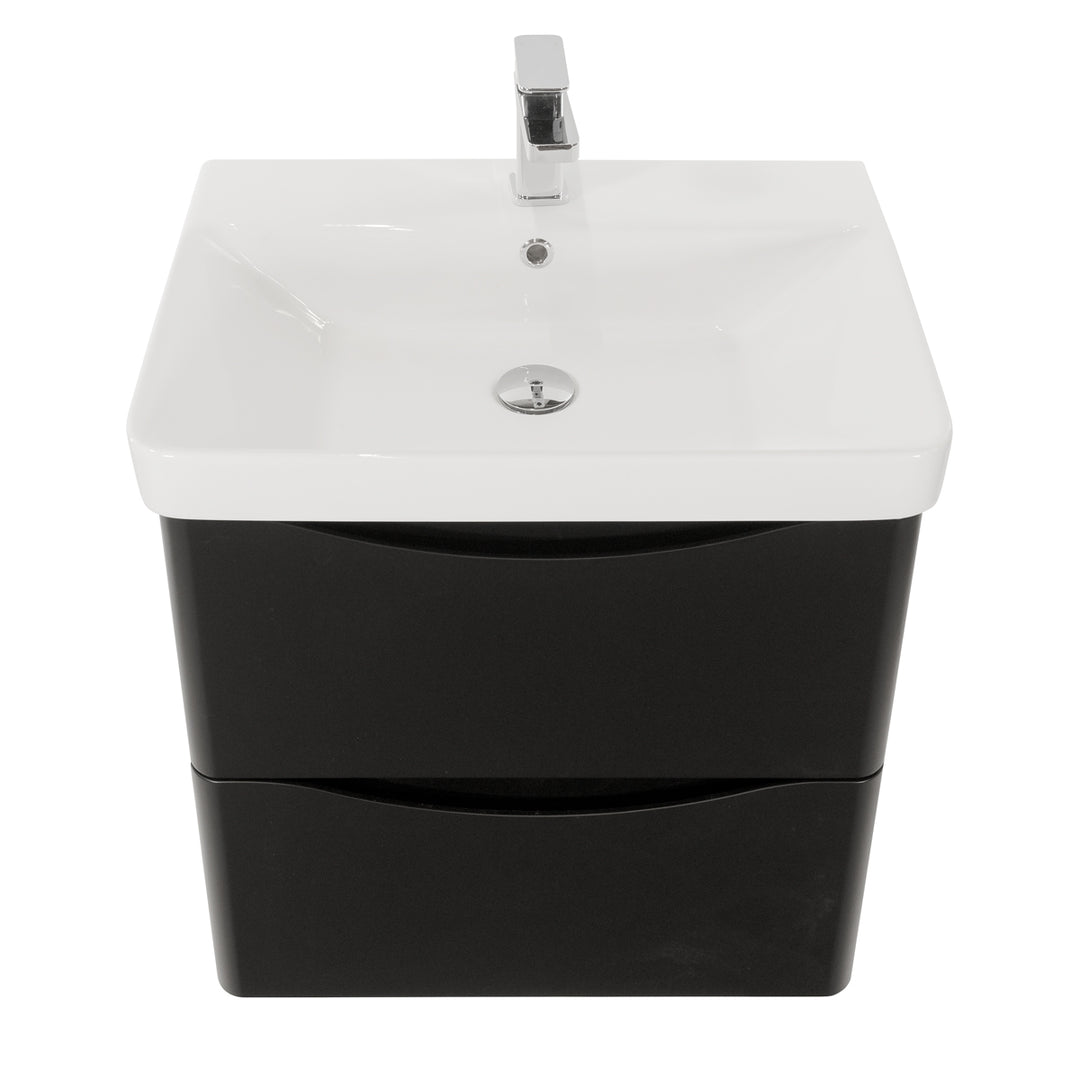 Josef Martin Happi 600mm Wall Hung 2 Drawer Vanity Unit &amp; Inset Basin - Ember