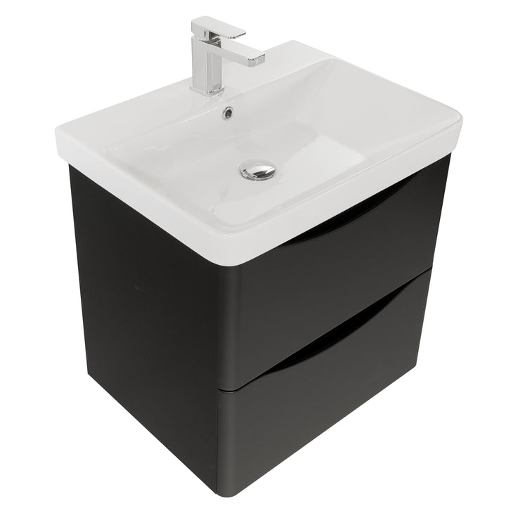 Josef Martin Happi 600mm Wall Hung 2 Drawer Vanity Unit &amp; Inset Basin - Ember