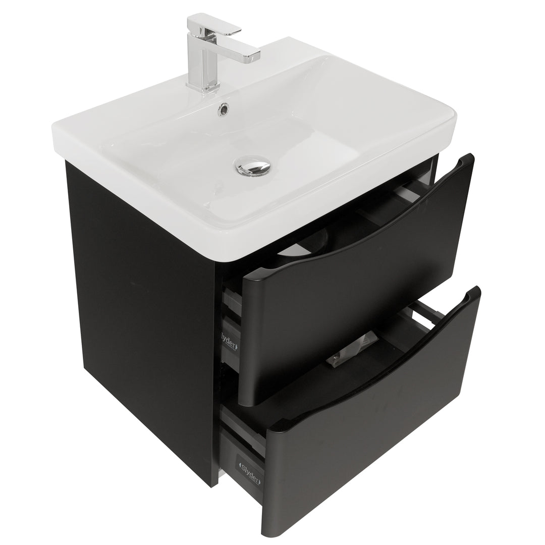 Josef Martin Happi 600mm Wall Hung 2 Drawer Vanity Unit &amp; Inset Basin - Ember