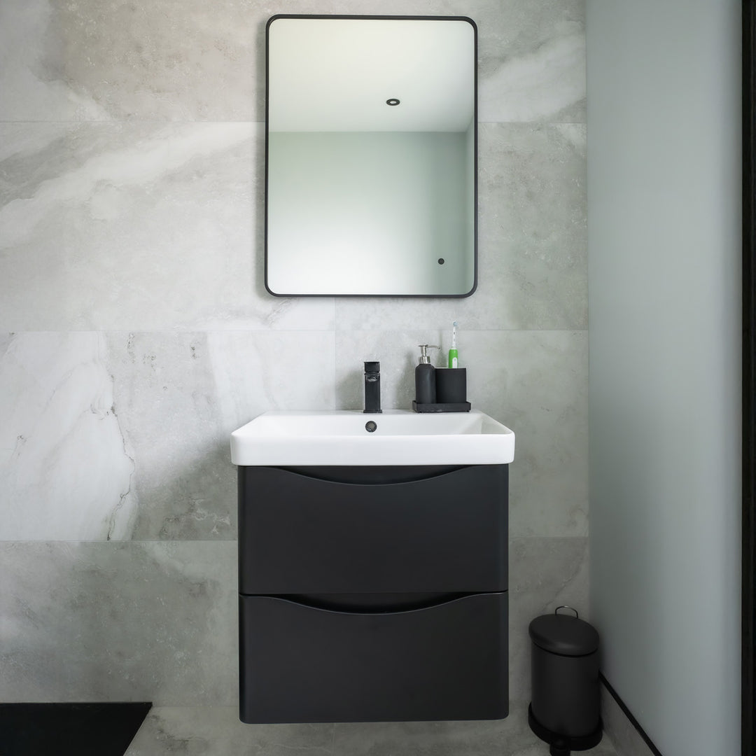 Josef Martin Happi 600mm Wall Hung 2 Drawer Vanity Unit &amp; Inset Basin - Ember