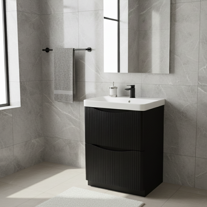 Josef Martin Happi 600mm Fluted Floor Standing Vanity Unit &amp; Basin - Black