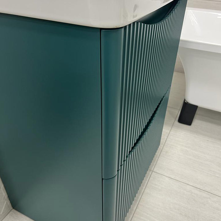 Josef Martin Happi Full Fluted 600mm Floor Standing Vanity Unit &amp; Inset Basin - Goblin
