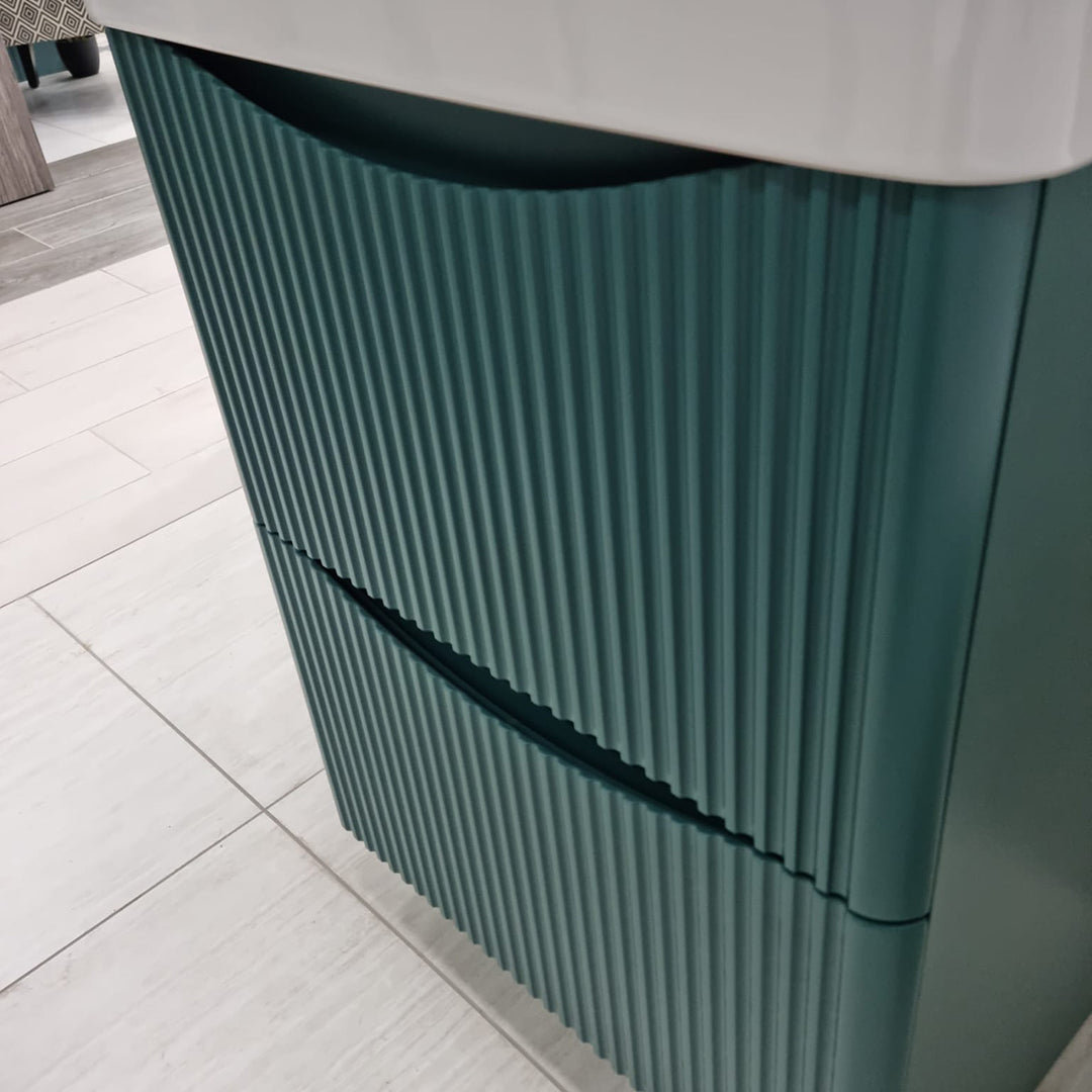 Josef Martin Happi Full Fluted 600mm Floor Standing Vanity Unit &amp; Inset Basin - Goblin